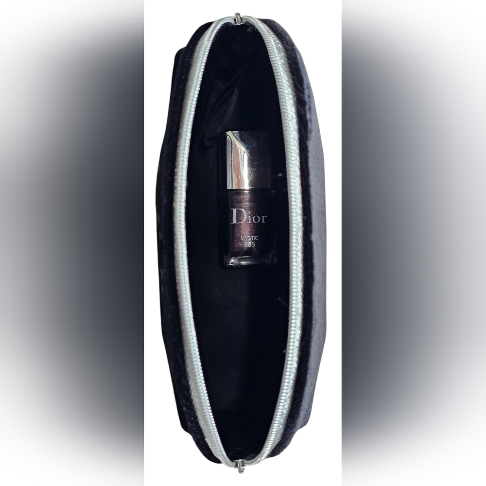 Christian Dior Black Logo Velvet Cosmetic Pouch, New! - Picture 3 of 4